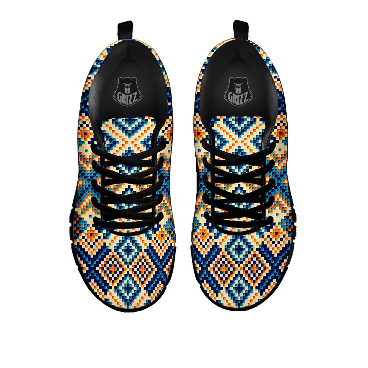 Ethnic Pixel Print Pattern Black Sneaker-grizzshop