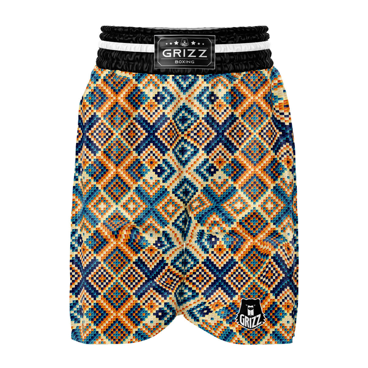 Ethnic Pixel Print Pattern Boxing Shorts-grizzshop