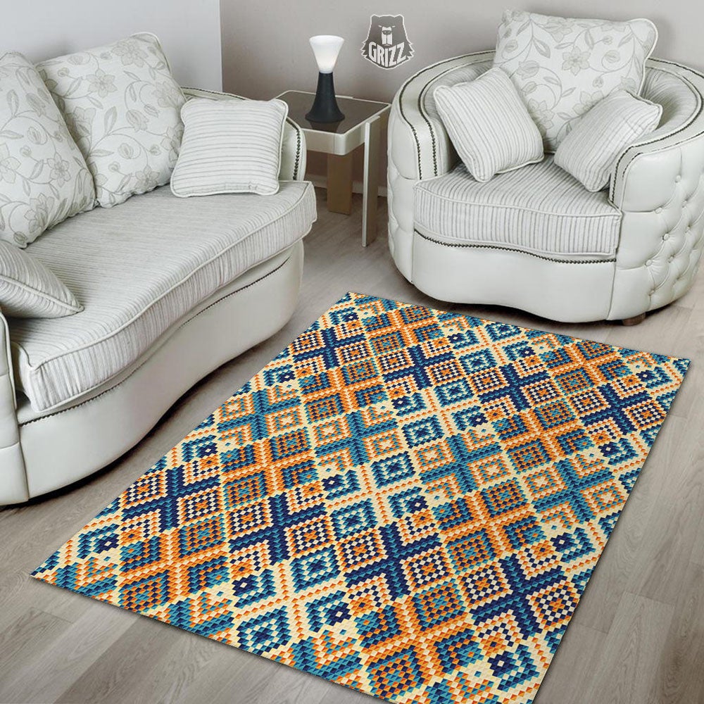 Ethnic Pixel Print Pattern Floor Mat-grizzshop