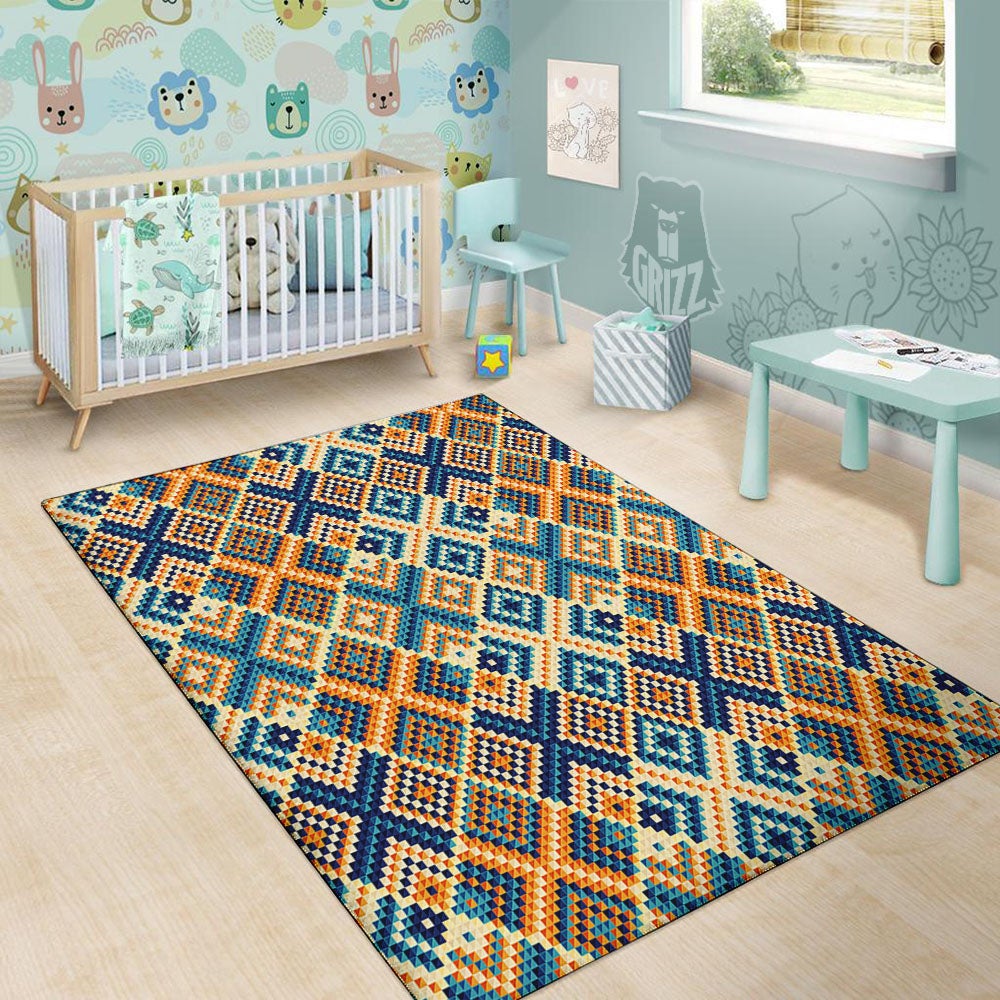 Ethnic Pixel Print Pattern Floor Mat-grizzshop