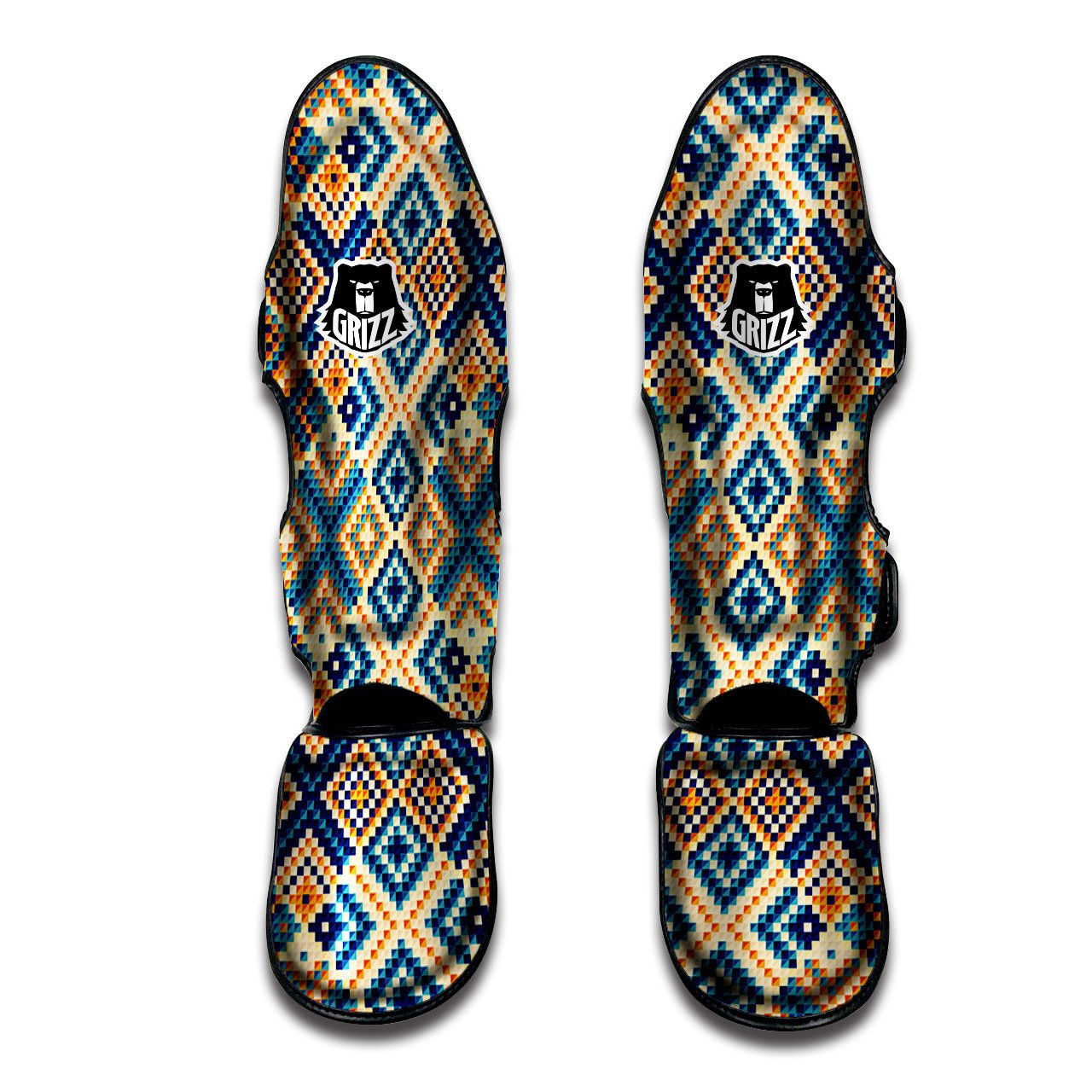 Ethnic Pixel Print Pattern Muay Thai Shin Guards-grizzshop