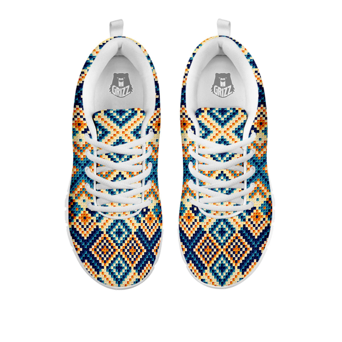 Ethnic Pixel Print Pattern White Sneaker-grizzshop