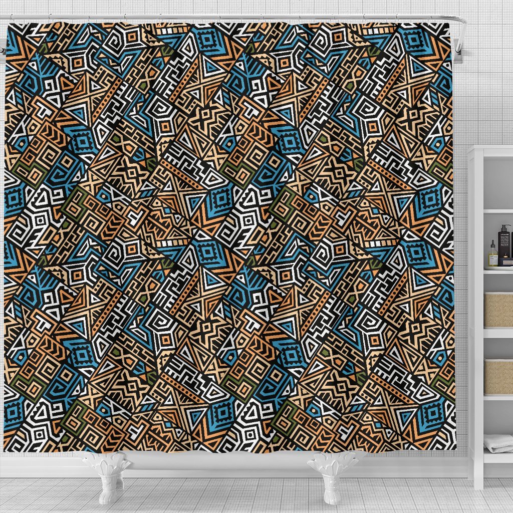 Ethnic Print Pattern Bathroom Shower Curtain-grizzshop