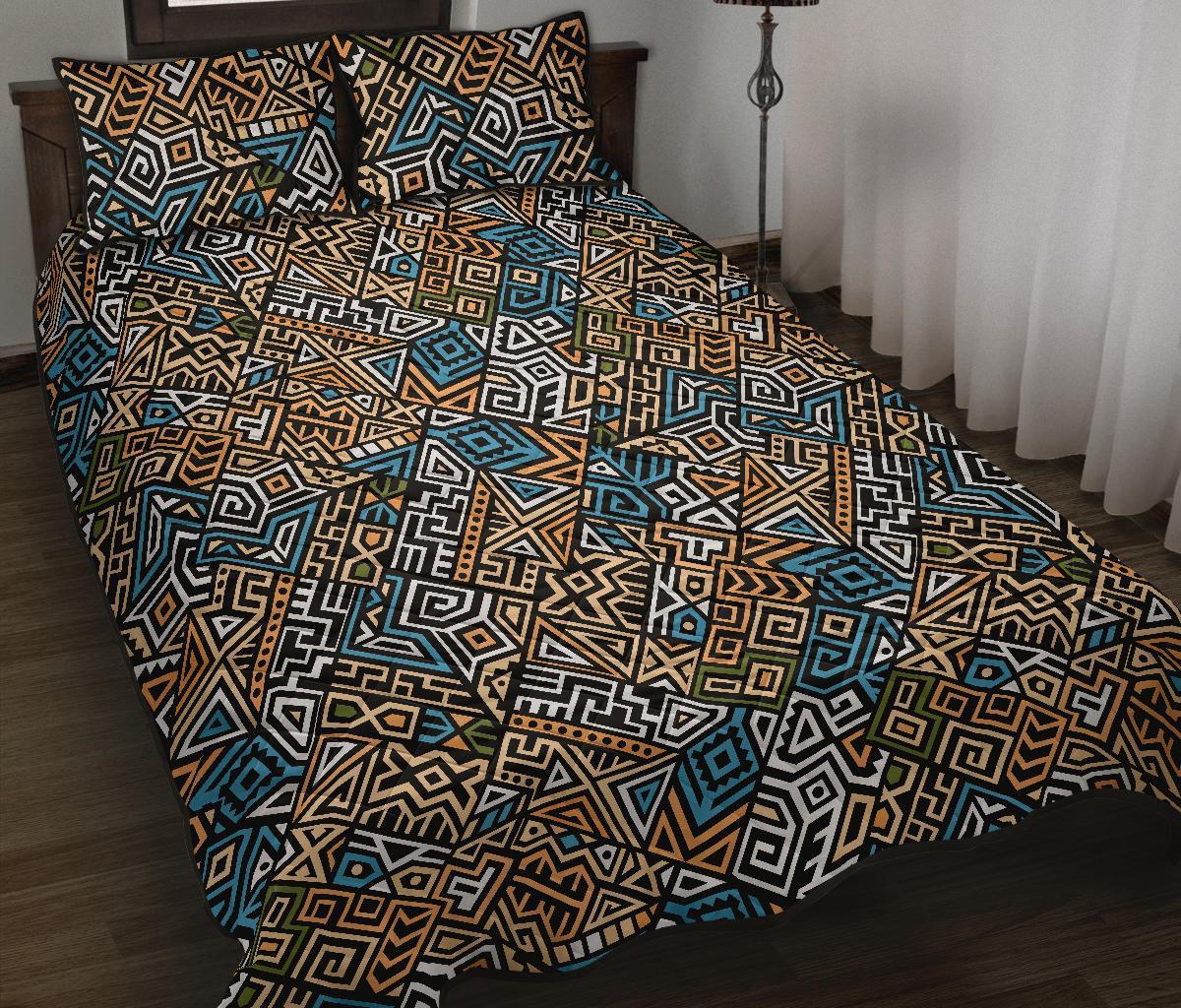 Ethnic Print Pattern Bed Set Quilt-grizzshop