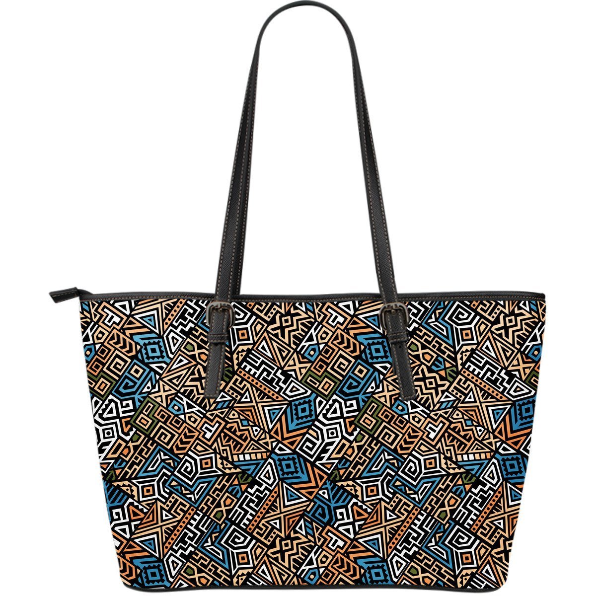 Ethnic Print Pattern Leather Tote Bag-grizzshop