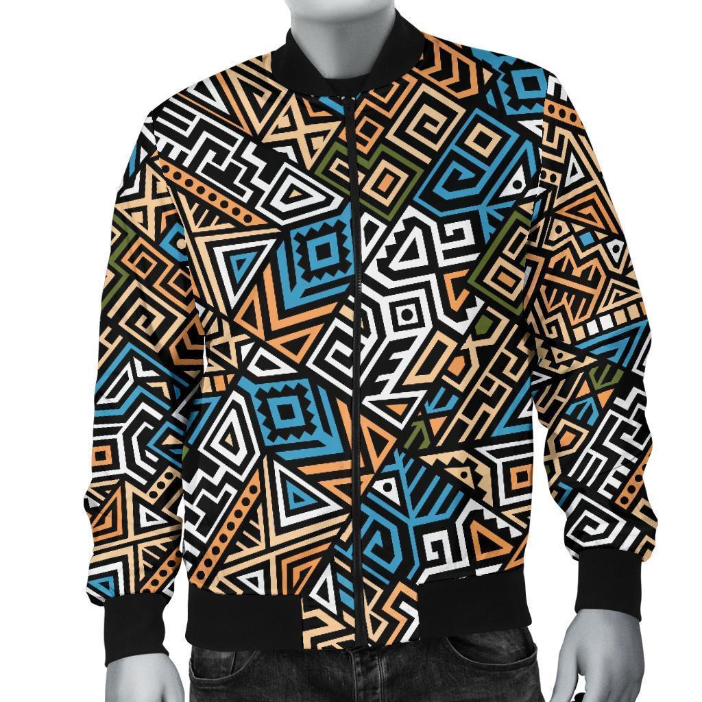 Ethnic Print Pattern Men's Bomber Jacket-grizzshop