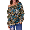 Ethnic Print Pattern Women Off Shoulder Sweatshirt-grizzshop