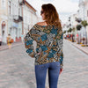 Ethnic Print Pattern Women Off Shoulder Sweatshirt-grizzshop