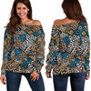 Ethnic Print Pattern Women Off Shoulder Sweatshirt-grizzshop