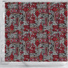 Ethnic Red Print Pattern Bathroom Shower Curtain-grizzshop