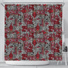 Ethnic Red Print Pattern Bathroom Shower Curtain-grizzshop