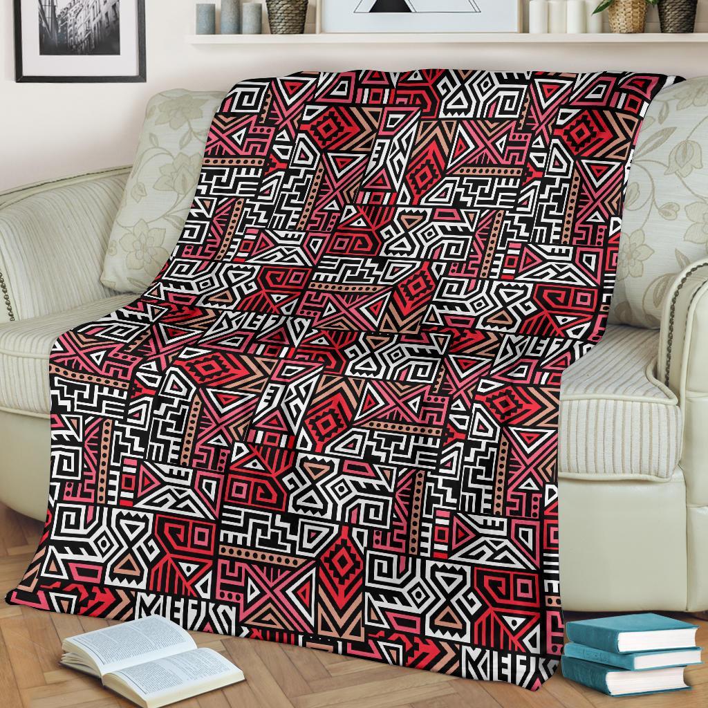 Ethnic Red Print Pattern Blanket-grizzshop