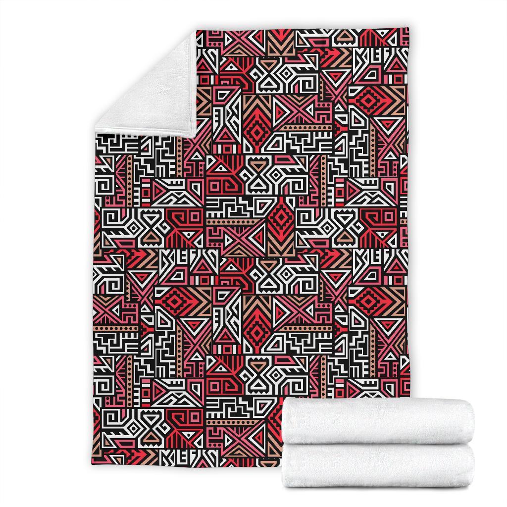 Ethnic Red Print Pattern Blanket-grizzshop