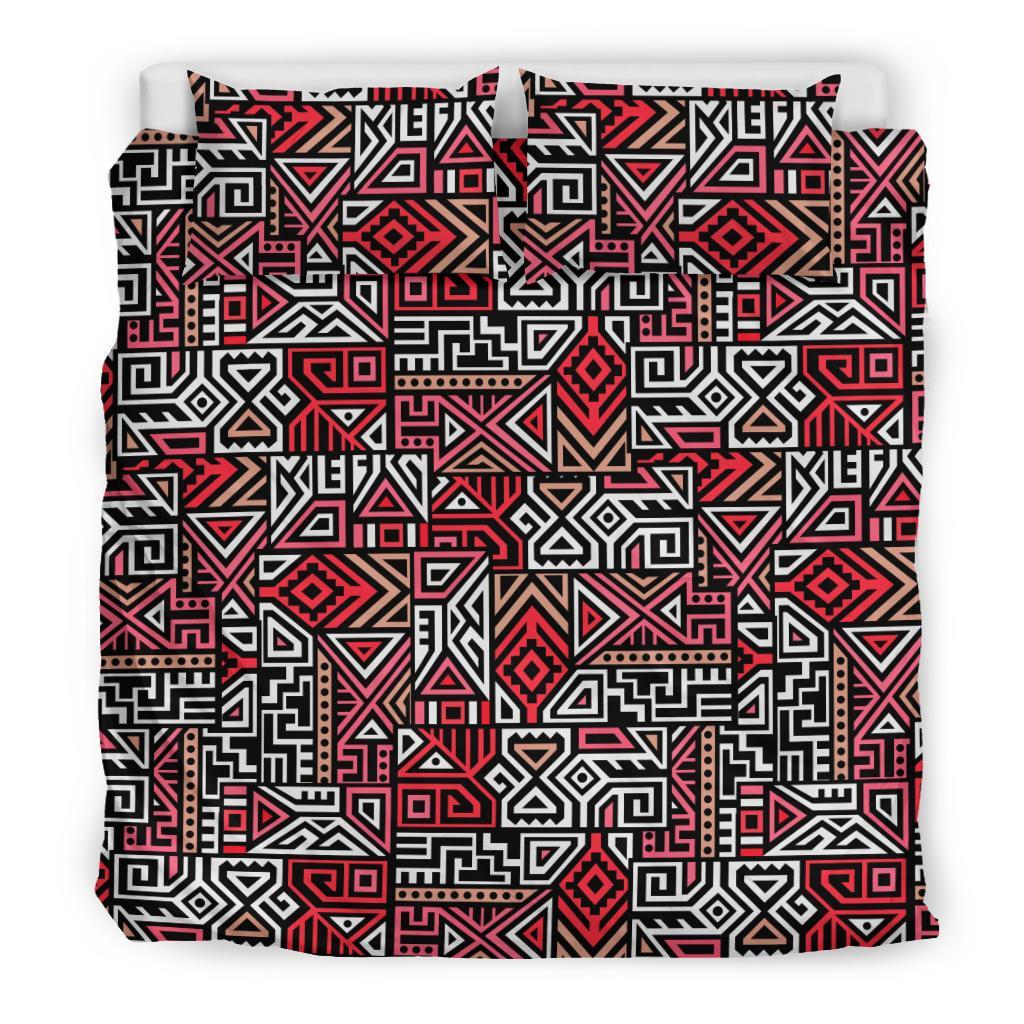 Ethnic Red Print Pattern Duvet Cover Bedding Set-grizzshop