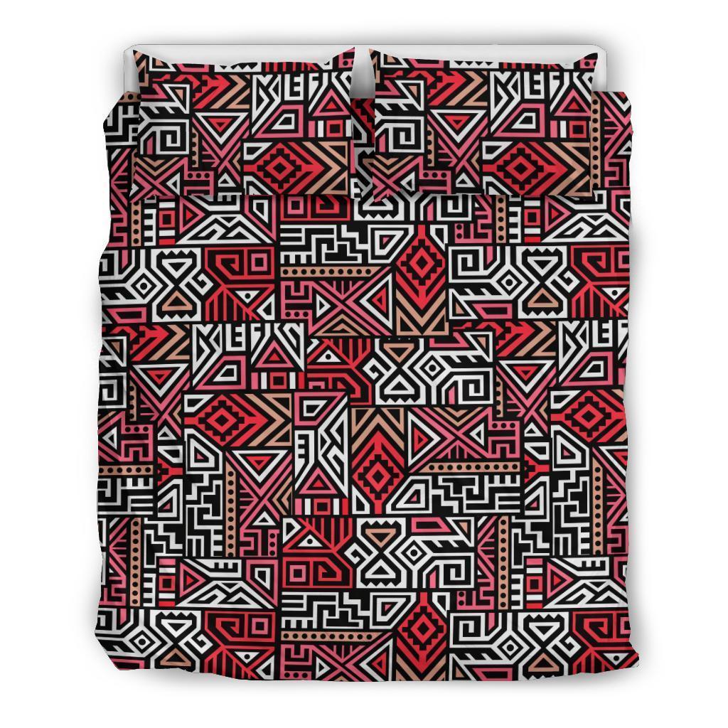 Ethnic Red Print Pattern Duvet Cover Bedding Set-grizzshop