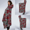 Ethnic Red Print Pattern Hooded Blanket-grizzshop