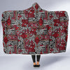 Ethnic Red Print Pattern Hooded Blanket-grizzshop