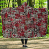 Ethnic Red Print Pattern Hooded Blanket-grizzshop