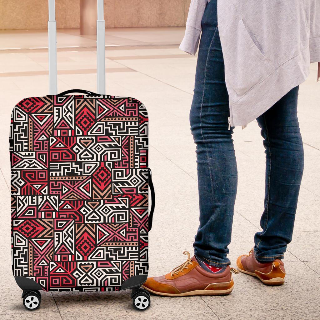 Ethnic Red Print Pattern Luggage Cover Protector-grizzshop