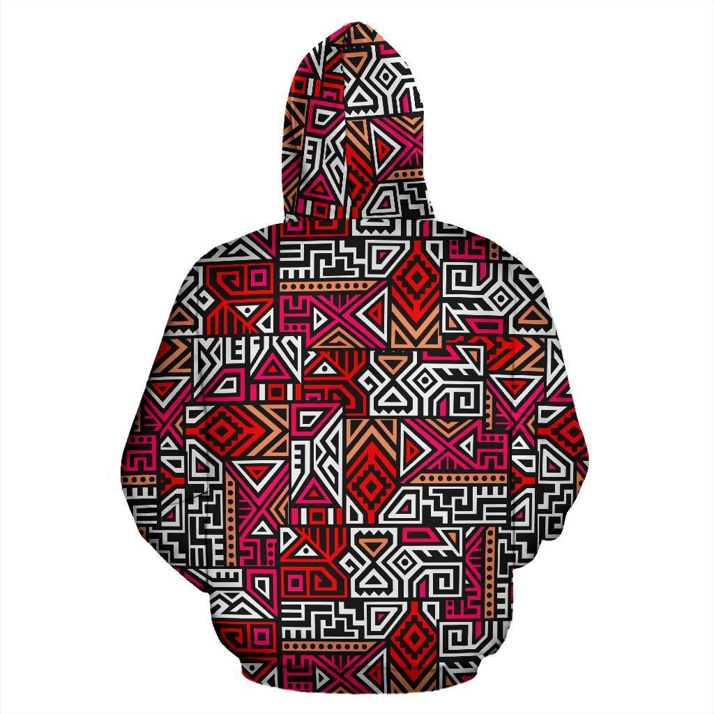 Ethnic Red Print Pattern Men Women Pullover Hoodie-grizzshop