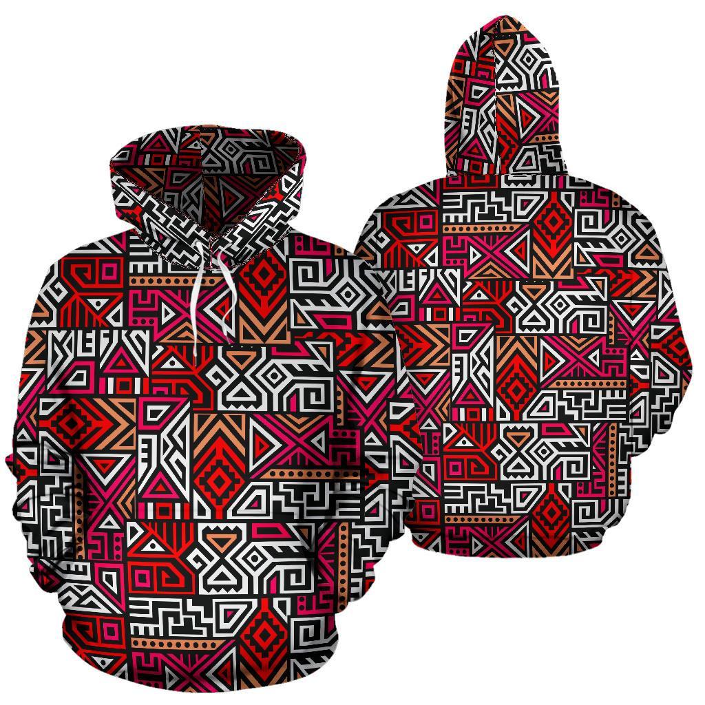 Ethnic Red Print Pattern Men Women Pullover Hoodie-grizzshop