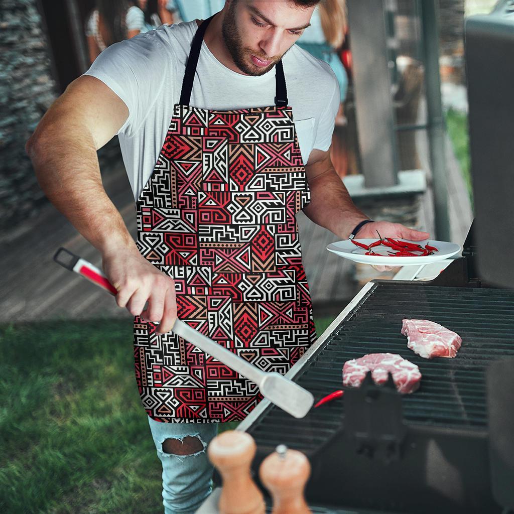 Ethnic Red Print Pattern Men's Apron-grizzshop