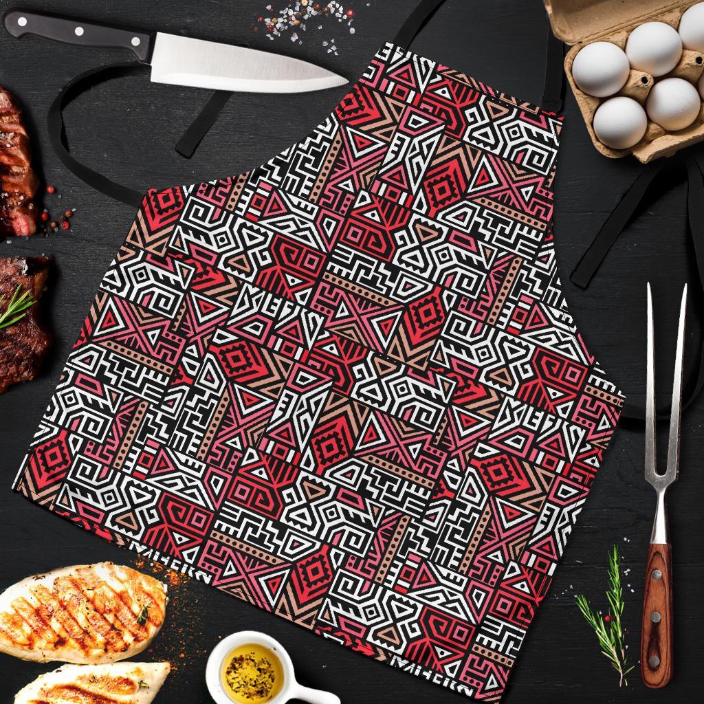 Ethnic Red Print Pattern Men's Apron-grizzshop