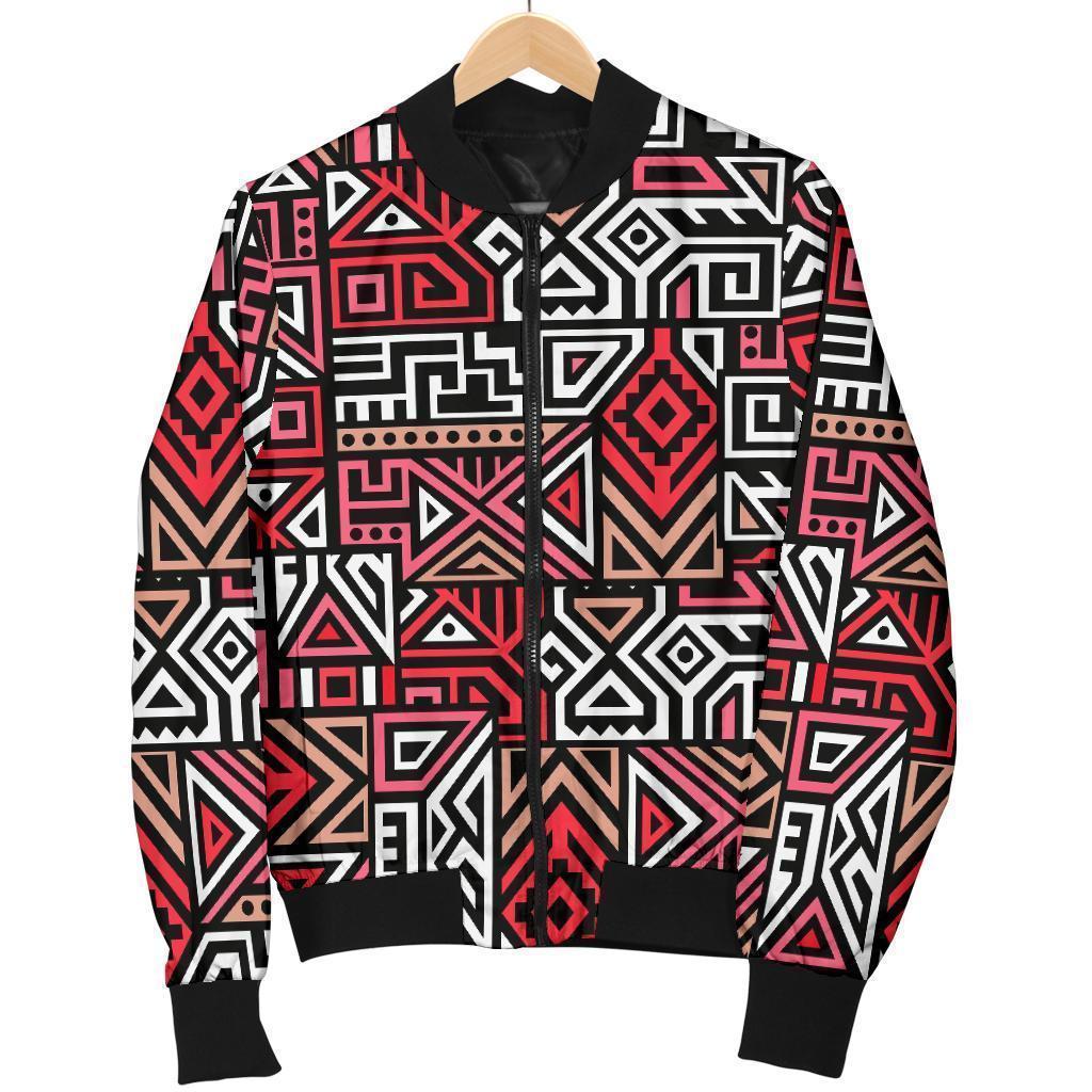 Ethnic Red Print Pattern Men's Bomber Jacket-grizzshop