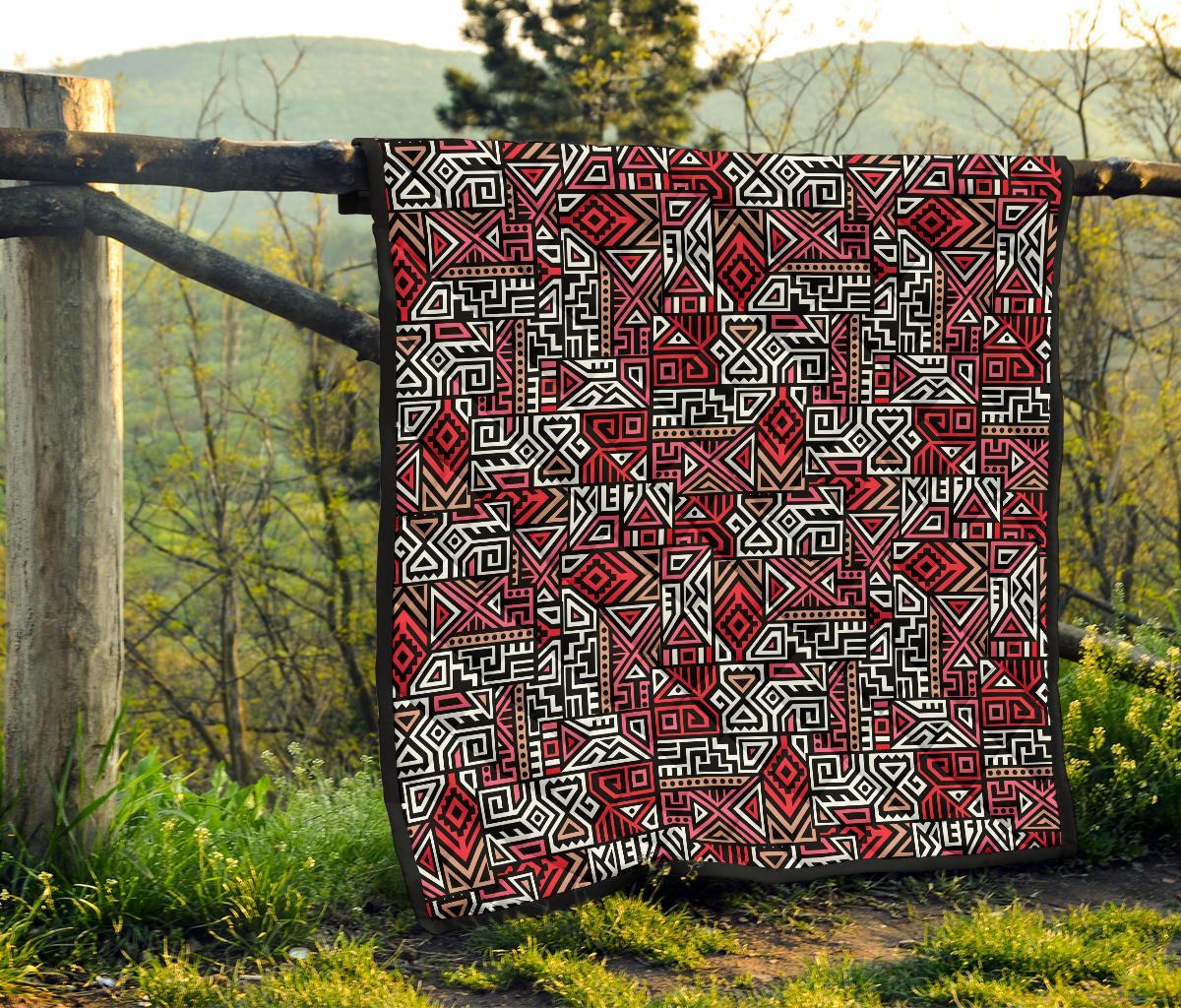 Ethnic Red Print Pattern Quilt-grizzshop