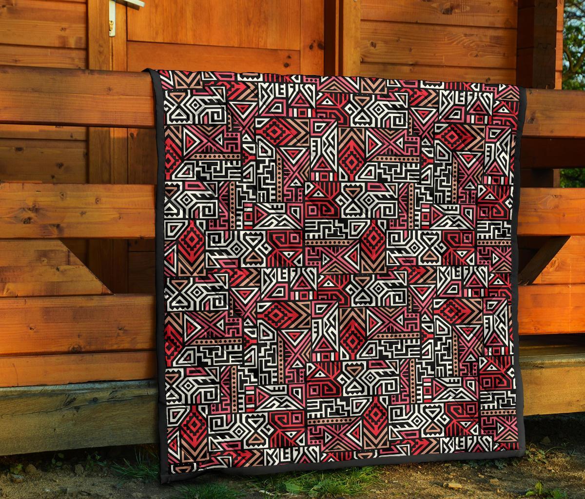 Ethnic Red Print Pattern Quilt-grizzshop