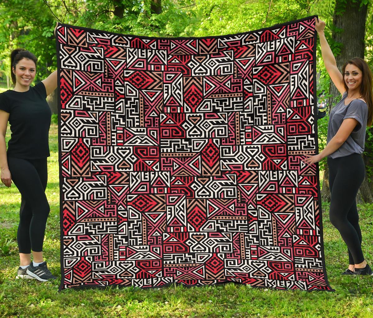 Ethnic Red Print Pattern Quilt-grizzshop