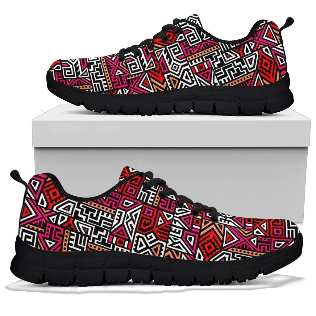 Ethnic Red Print Pattern Sneaker Shoes For Men Women-grizzshop