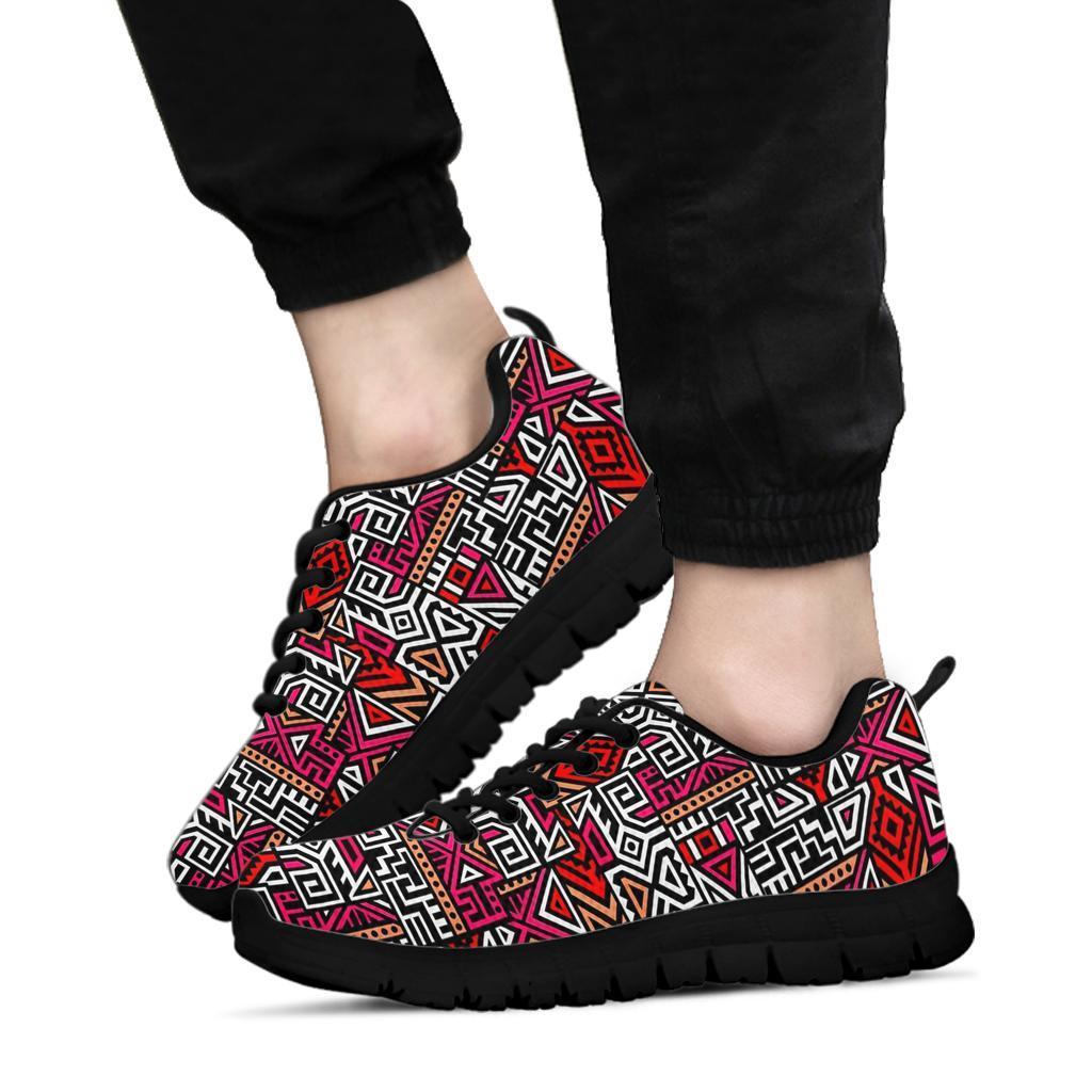 Ethnic Red Print Pattern Sneaker Shoes For Men Women-grizzshop