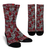 Ethnic Red Print Pattern Unisex Crew Socks-grizzshop