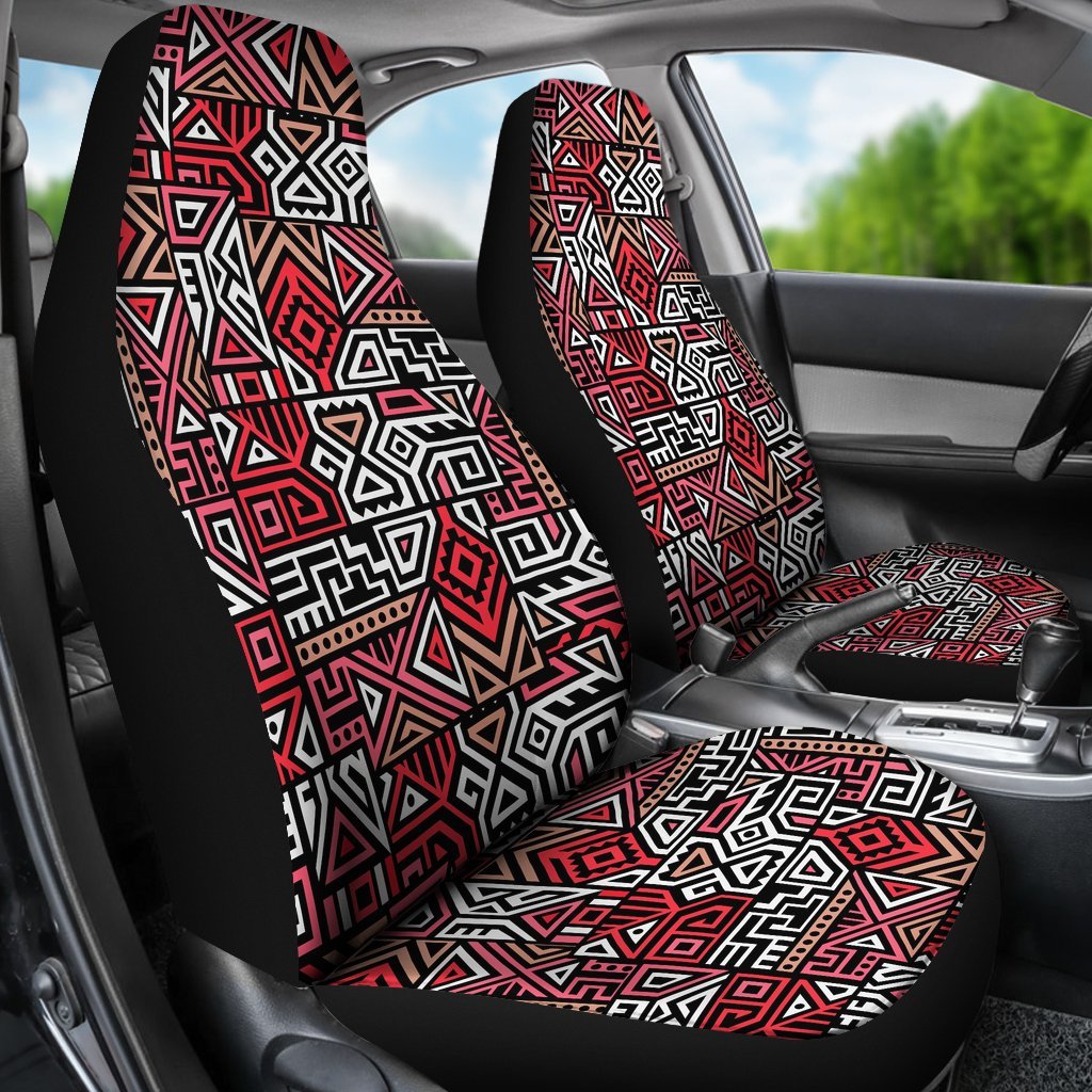 Ethnic Red Print Pattern Universal Fit Car Seat Covers-grizzshop