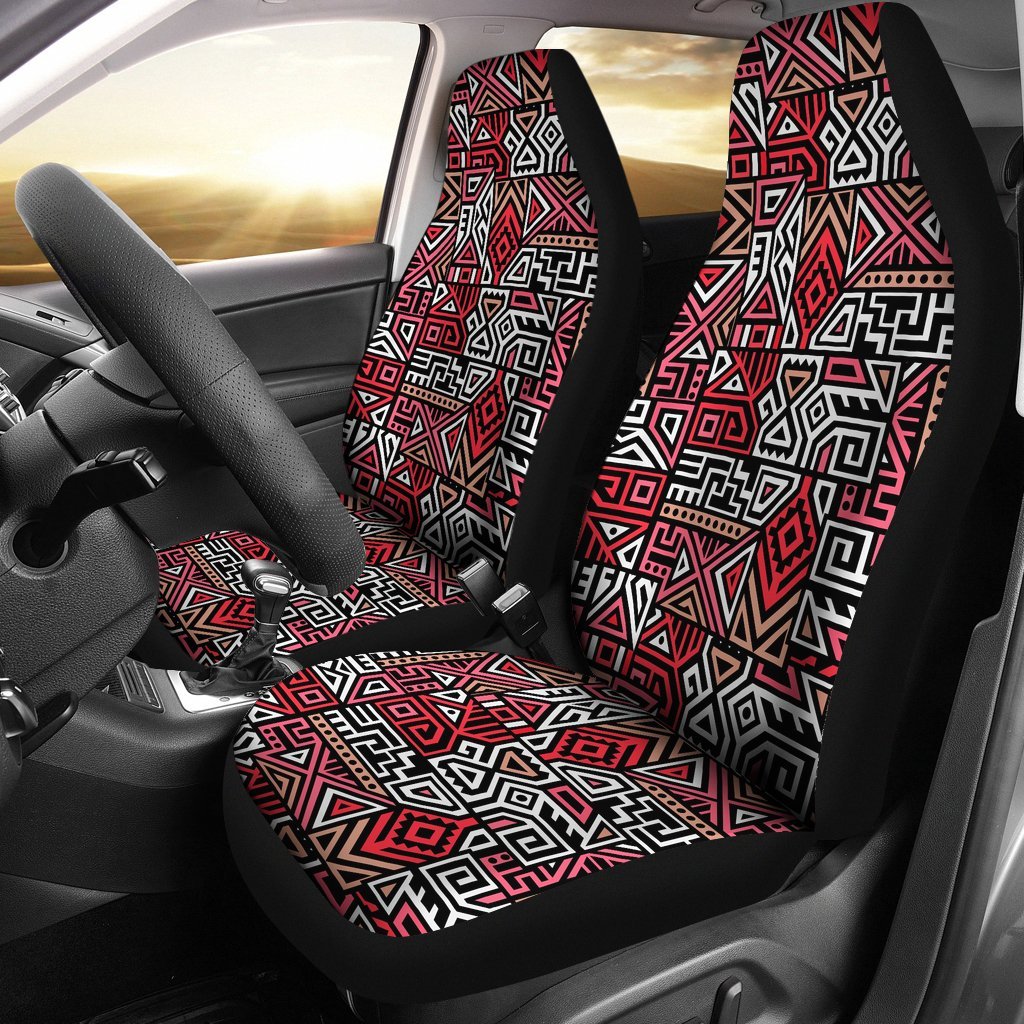 Ethnic Red Print Pattern Universal Fit Car Seat Covers-grizzshop