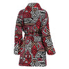 Ethnic Red Print Pattern Women Long Robe-grizzshop
