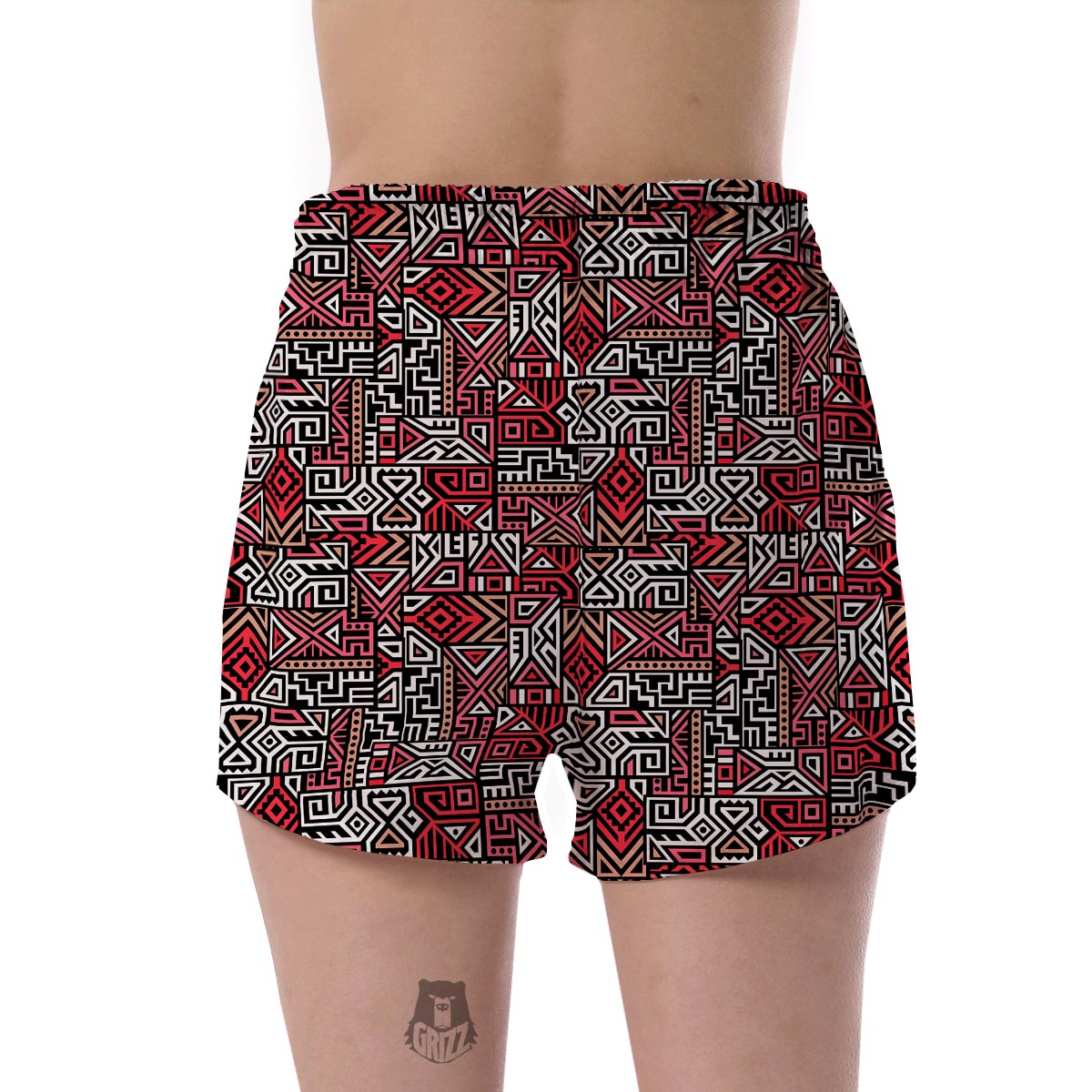 Ethnic Red Print Pattern Women's Shorts-grizzshop