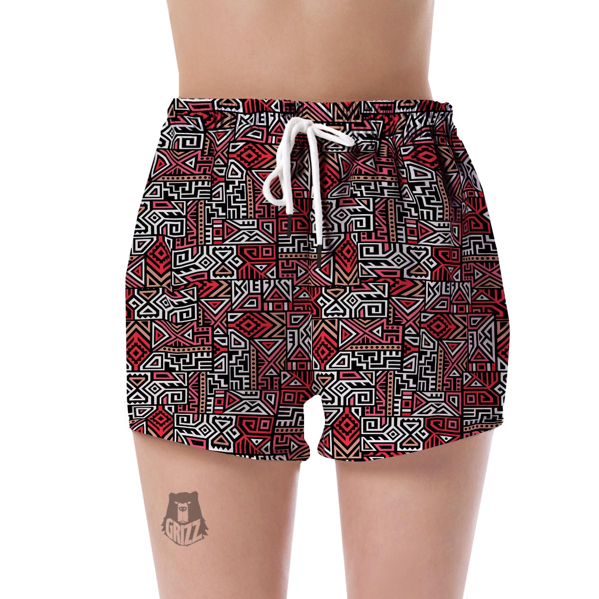 Ethnic Red Print Pattern Women's Shorts-grizzshop