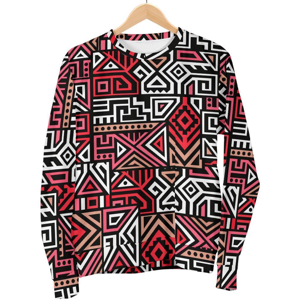 Ethnic Red Print Pattern Women's Sweatshirt-grizzshop