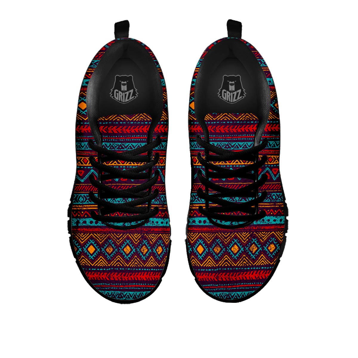 Ethnic Tribal Print Pattern Black Sneaker-grizzshop