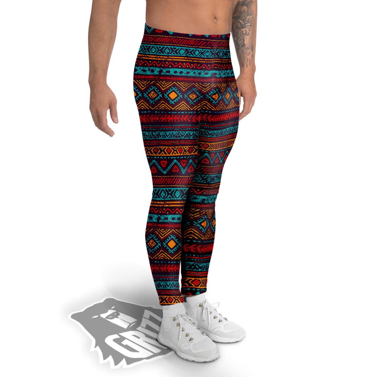 Ethnic Tribal Print Pattern Men's Leggings-grizzshop