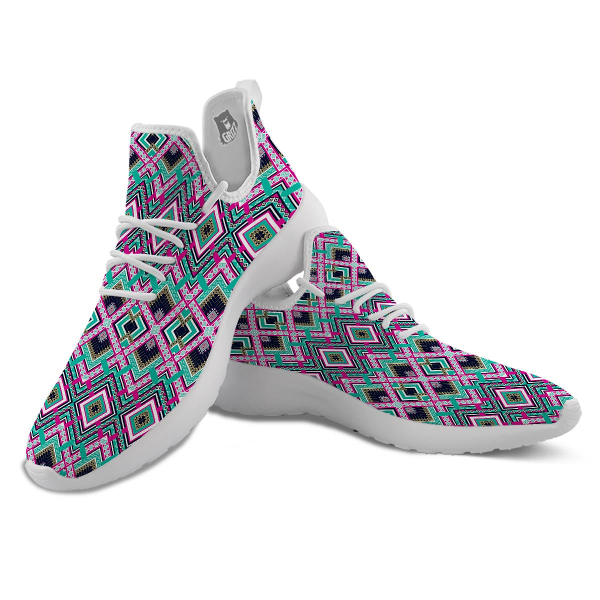 Ethnic Tribal Retro Print Pattern White Athletic Shoes-grizzshop