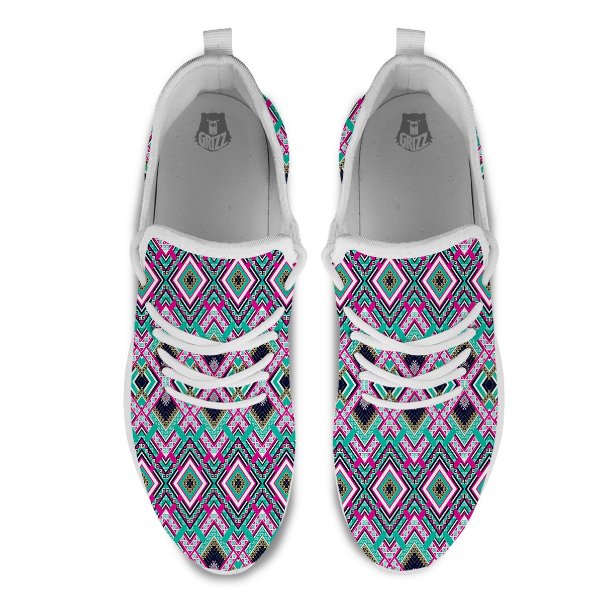 Ethnic Tribal Retro Print Pattern White Athletic Shoes-grizzshop