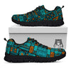 Ethnic Turquoise African Print Pattern Black Sneaker-grizzshop