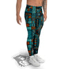 Ethnic Turquoise African Print Pattern Men's Leggings-grizzshop