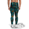 Ethnic Turquoise African Print Pattern Men's Leggings-grizzshop