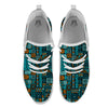 Ethnic Turquoise African Print Pattern White Athletic Shoes-grizzshop