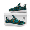 Ethnic Turquoise African Print Pattern White Athletic Shoes-grizzshop