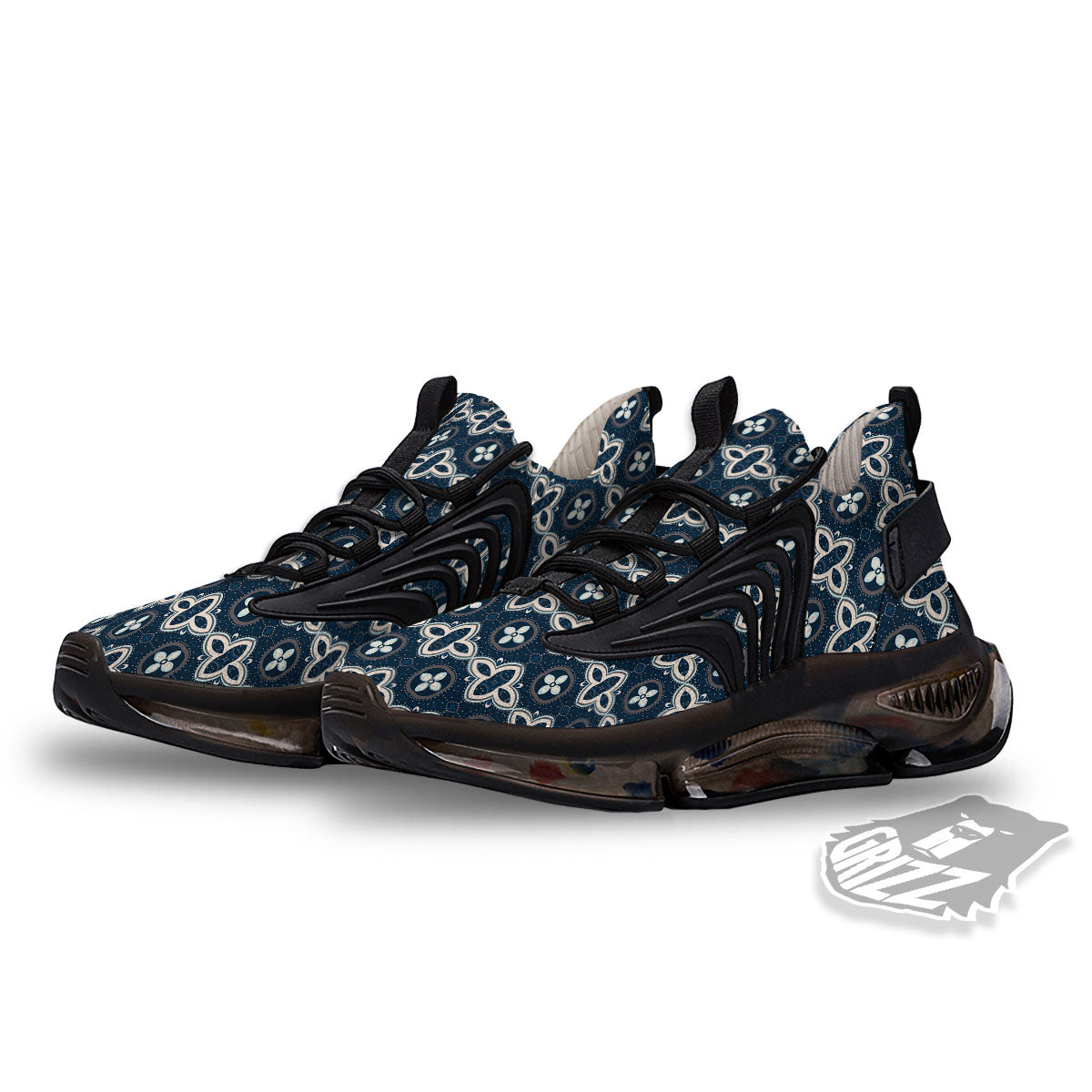 Ethnic Vintage Print Pattern Black Gym Shoes-grizzshop